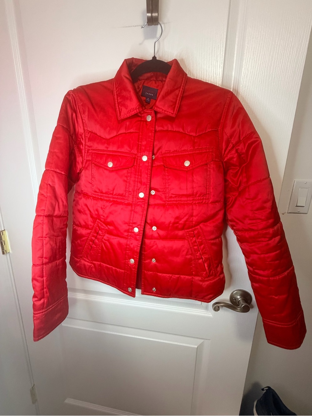 Tommy Hilfiger Red Quilted Snap-Front Puffer Jacket